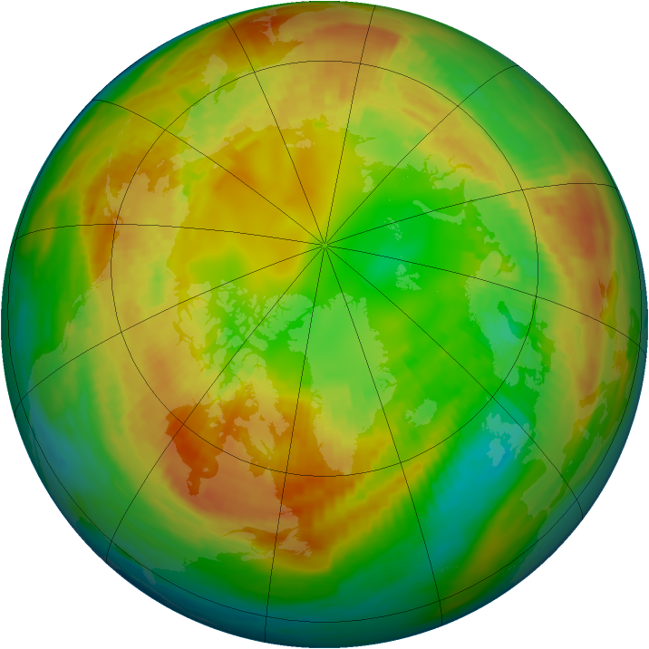 Arctic ozone map for 22 February 1992